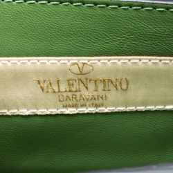 Pre Owned Valentino Green/Multicolor Print Leather Micro B Rockstud Shoulder Bag