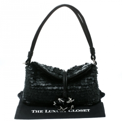 Pre Owned Valentino Black Leather Shoulder Bag