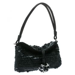 Pre Owned Valentino Black Leather Shoulder Bag