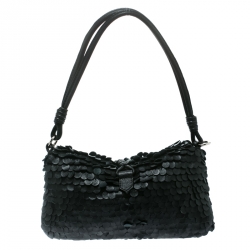 Pre Owned Valentino Black Leather Shoulder Bag