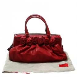 Pre Owned Valentino Red Leather Lacca Fleur Frame Satchel