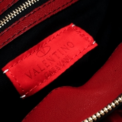 Pre Owned Valentino Red Leather Lacca Fleur Frame Satchel