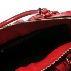 Pre Owned Valentino Red Leather Lacca Fleur Frame Satchel