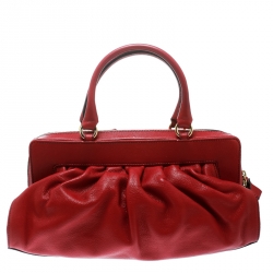 Pre Owned Valentino Red Leather Lacca Fleur Frame Satchel