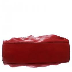Pre Owned Valentino Red Leather Lacca Fleur Frame Satchel