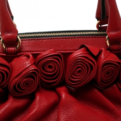 Pre Owned Valentino Red Leather Lacca Fleur Frame Satchel