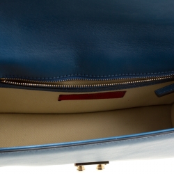 Pre Owned Valentino Blue Leather Rockstud Medium Glam Lock Flap Bag