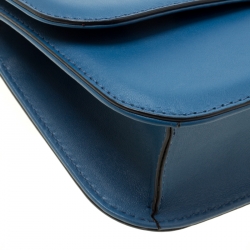 Pre Owned Valentino Blue Leather Rockstud Medium Glam Lock Flap Bag