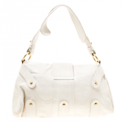 Pre Owned Valentino Off white Leather Shoulder Bag
