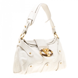 Pre Owned Valentino Off white Leather Shoulder Bag