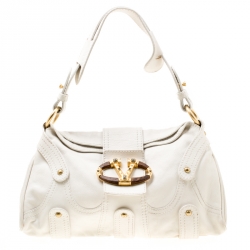 Pre Owned Valentino Off white Leather Shoulder Bag