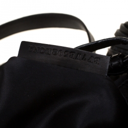 Pre Owned Valentino Black Pleated leather Petale Crossbody Bag