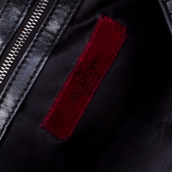 Pre Owned Valentino Black Pleated leather Petale Crossbody Bag