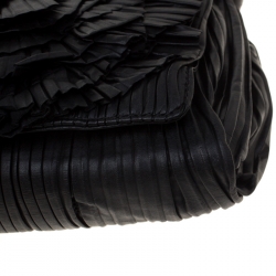 Pre Owned Valentino Black Pleated leather Petale Crossbody Bag