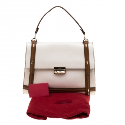 Pre Owned Valentino White/Brown Leather Satchel