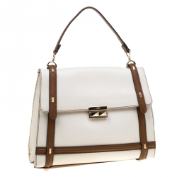 Pre Owned Valentino White/Brown Leather Satchel
