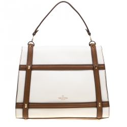 Pre Owned Valentino White/Brown Leather Satchel
