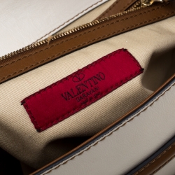 Pre Owned Valentino White/Brown Leather Satchel