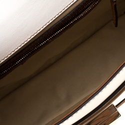 Pre Owned Valentino White/Brown Leather Satchel