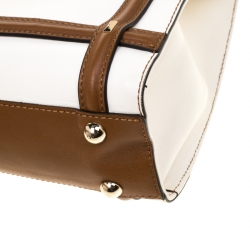 Pre Owned Valentino White/Brown Leather Satchel