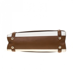Pre Owned Valentino White/Brown Leather Satchel
