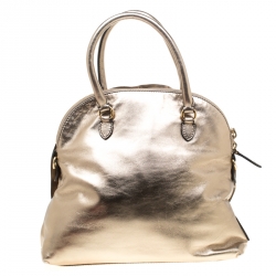 Pre Owned Valentino Metallic Patent Leather Petale Rose Top Handle Bag