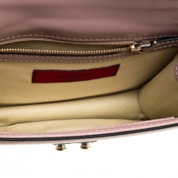 Pre Owned Valentıno Nude Leather Small Rockstud Glam Lock Shoulder Bag