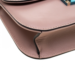 Pre Owned Valentıno Nude Leather Small Rockstud Glam Lock Shoulder Bag