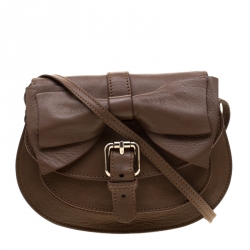 Pre Owned Red Valentino Brown Leather Bow Flap Crossbody Bag
