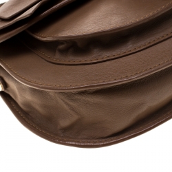 Pre Owned Red Valentino Brown Leather Bow Flap Crossbody Bag