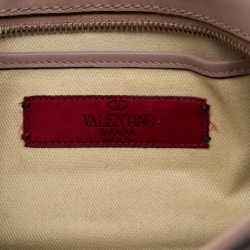 Pre Owned Valentino Dark Beige Leather Rockstud Camera Crossbody Bag