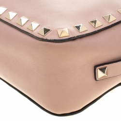 Pre Owned Valentino Dark Beige Leather Rockstud Camera Crossbody Bag