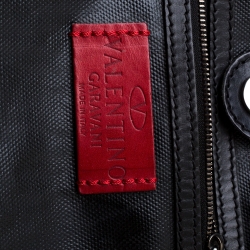 Pre Owned Valentino Black/Red Coated Canvas and Leather Tote