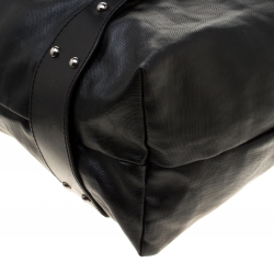 Pre Owned Valentino Black/Red Coated Canvas and Leather Tote