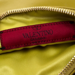 Valentino Green Leather Studded Zip Pouch