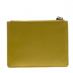 Valentino Green Leather Studded Zip Pouch