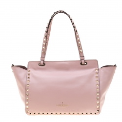 Pre Owned Valentino Pink Leather Small Rockstud Tote