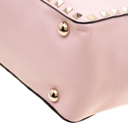 Pre Owned Valentino Pink Leather Small Rockstud Tote