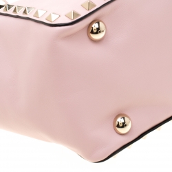 Pre Owned Valentino Pink Leather Small Rockstud Tote