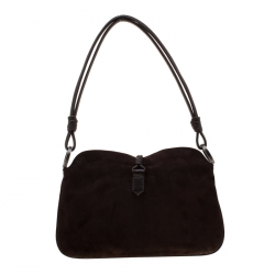 Pre Owned Valentino Brown Flowers Embroidered Suede and Leather Vring Shoulder Bag