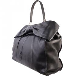 Pre Owned  Valentino Black Leather Big Bow Tote Bag