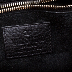 Pre Owned Valentino Black Leather Small Glam Lock Flap Bag