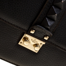 Pre Owned Valentino Black Leather Small Glam Lock Flap Bag
