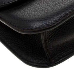 Pre Owned Valentino Black Leather Small Glam Lock Flap Bag