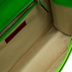 Pre Owned Valentino Neon Green Leather Medium Rockstud Glam Lock Flap Shoulder Bag