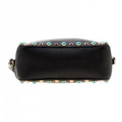 Pre Owned Valentino Black Leather Small Rolling Rockstud Crossbody Bag