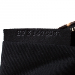 Pre Owned Valentino Brown/Black Leopard Print Calfhair Rockstud Clutch