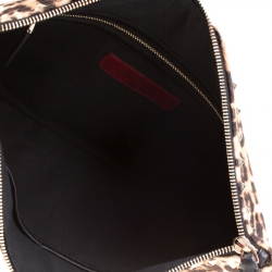 Pre Owned Valentino Brown/Black Leopard Print Calfhair Rockstud Clutch