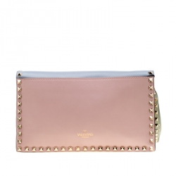 Pre Owned Valentino Tricolor Leather Rockstud Wristlet Clutch