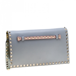 Pre Owned Valentino Tricolor Leather Rockstud Wristlet Clutch